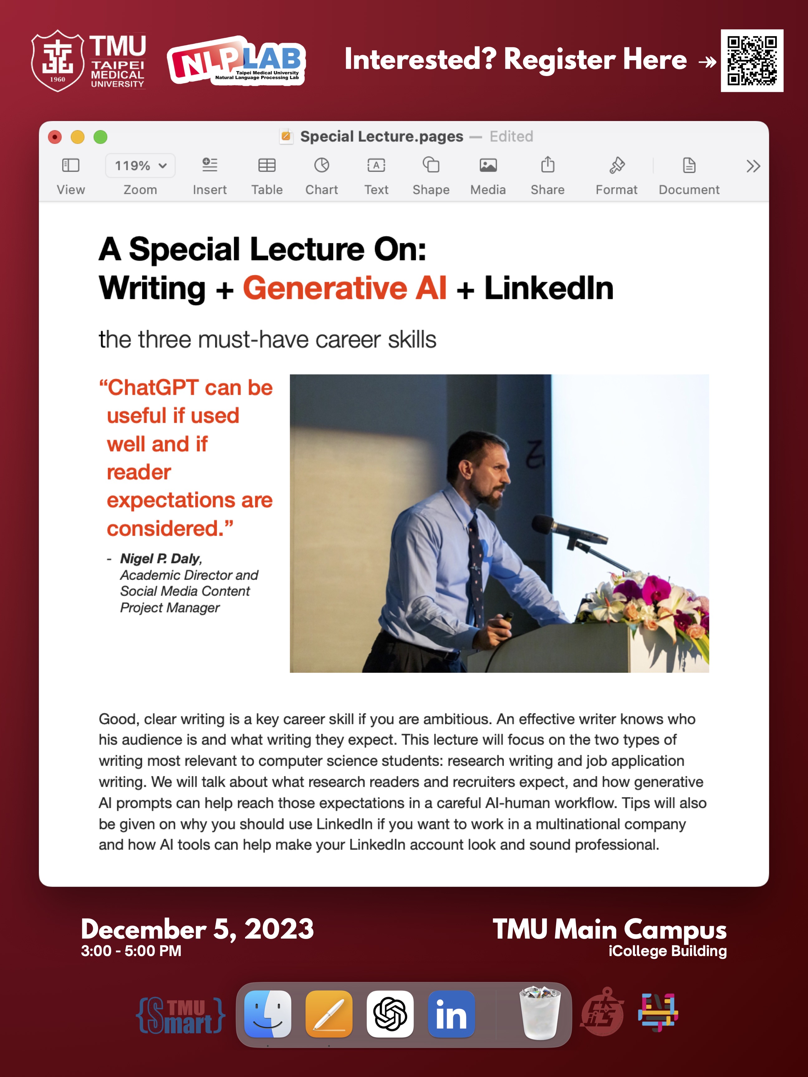 NLPLab x {Smart TMU}！Special Lecture on Generative Al for Academic Writing